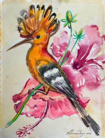 Udot and hibiscus by artist Anastasia Shimanskaya